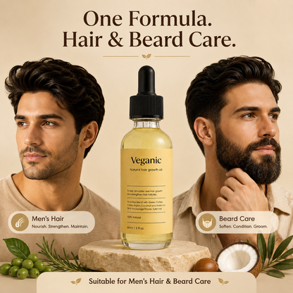 Veganic Hair Oil bottle for Men hair and Beard